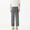 Nuevos pantalones casuales de verano, de seda fresca con textura, corte ajustado, holgados, estilo coreano, modernos y versátiles para hombre