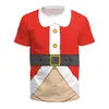 Ropa Festiva de Santa Claus Nueva Europea y Americana 2024 Impresión Digital 3D Juvenil Casual Holgada Cuello Redondo Manga Corta
