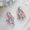 Tão bonito! Novos Brincos de Franja Azul Flor Cascata Realçadores de Branco Estilo 2026 Novos Brincos Doces e Exagerados para Mulheres