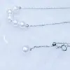 Colar de Pérolas de Água Doce Zhuji 5,5-6mm Impecável Corrente Prata Aurora Smile Design de Nicho Corrente para Clavícula