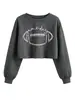 Loja independente Amazon Wish: moletom cropped feminino estiloso e versátil estilo rugby para dia de jogo, design novo para exportação