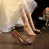 Sapatos de Noiva Salto Agulha de Design de Nicho da Moda para Mulheres, Novos Sapatos de Noiva Versáteis de Salto Alto para Primavera/Verão 2025 Que São Confortáveis