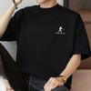 Camiseta masculina de algodão pesado americano 260g, manga curta, gola redonda, solta, com estampa de letras, camiseta de meia manga