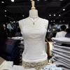 Camisola de estilo americano estilo BM con doble lazo blanco retro y ojales de amor para mujer, top interior puro para chica sexy BM