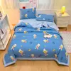 Juego de Cuatro Piezas de Colcha de Verano Estilo Dibujos Animados, Juego de Colcha Refrescante de Verano y Sábana Ajustable 100% Algodón, Juego de Tres Piezas para Dormitorio de Estudiantes, Colcha Delgada, Lavable a Máquina