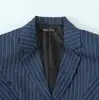 Exportación Transfronteriza Ropa de Mujer Otoño 2025 Estilo Europeo y Americano Dobladillo de Flor de Capullo Esponjoso Chaqueta de Traje Rayada Vertical para Mujer B129624
