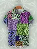 2026 Cruz Amazon Verano Nuevo Estilo Cuello Solapa Color Estampado Leopardo Botón Manga Corta Camisa Tendencia de Moda Camisa Hombres