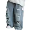 Jeans desgastados lavados para niños, estilo fino de primavera/verano, nuevo modelo 2026, pantalones largos holgados de pierna ancha para niños, pantalones de moda para niños