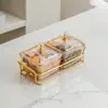Prato de frutas de vidro de luxo leve, prato criativo dividido para lanches na sala de estar da casa, prato de lanches de frutas secas, prato de sobremesa, prato de frutas e doces