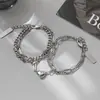 Par de Pulseiras Magnéticas de Aço Titânio para Casal Tanabata Atrair Amor Design de Nicho Moda Sobreposição Pulseira de Namorada