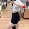 Shorts de Mezclilla Negros para Mujer, Estilo Popular Delgado de Verano, Ropa Exterior Elástica Ajustada Hot Pants, Pierna Ancha Adelgazante de Cintura Alta para Mujer Petite