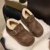 Sapatos Birkenstock com sola grossa e salto escondido para mulheres 2026 inverno novos mocassins slip-on com forro de fleece quentes sapatos de algodão com pelo