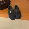 Sapatos Baixos Versáteis Femininos Novos Mocassins Sapatos Birkenstock Totalmente Fechados de Lã para o Trabalho Mocasins Cinza Outono 2026 Solado Macio
