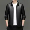 Jaqueta de Couro Haining Masculina 2026 Outono Inverno Nova Casual de Negócios Gola Lapela Meia-Idade e Jovem Jaqueta de Couro Roupa Exterior Transfronteiriça