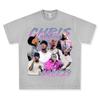 Camiseta Vintage Hip-Hop Chris Brown Chris Brown Estampada de Manga Curta Moletom Pesado com Capuz de Manga Longa