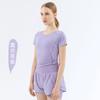 Roupas de yoga europeias e americanas transfronteiriças, top esportivo feminino, camiseta de manga curta modeladora, camisa base elástica, roupas de Pilates e Fitness, verão