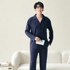 Cárdigan de algodón de manga larga para hombre, con solapa, elástico, holgado, informal, de talla grande, para otoño e invierno, ropa de casa para hombre