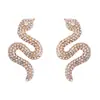 Brincos de Tarraxa Europeus e Americanos Exagerados Simples Moda Minimalista Liga de Metal Totalmente Cravejados Forma de Animal Cobra Acessórios Casuais Versáteis para Mulheres