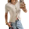 Suéter Feminino 2026 com Toque de Luxo, Cardigã Slim-Fit para Primavera e Verão, Top Cropped de Tricô Sexy, Estilo Europeu e Americano