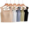 Regata Sem Costura de Seda Gelo com Alças de Ombro Verão 2025 Nova Roupa Feminina com Bojo All-In-One para Usar por Baixo Top Sem Mangas com Costas Bonitas
