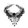Hot Selling europeu e americano colar largo colar de renda preta vestido banquete exagerado borla multi-camada pingente joias pingente de cristal