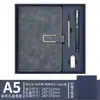 Conjunto de Caixa de Presente com Logotipo Personalizado para Caderno Caderno de Alta Qualidade com Fivela em Forma de U A5 Livro de Registro para Reuniões de Trabalho