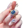 Anillo Popular de Topacio Natural al por Mayor de Fábrica Plata S925 Incrustado Piedra Principal 6*8 Joyería de Lujo Venta Directa de Fábrica