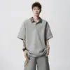 Patchwork a cuadros, polo de imitación de dos piezas con cuello de camisa, de manga corta para hombre, de verano, estilo americano, casual, con un toque de sofisticación y una vibra fresca y atrevida