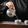 Ciudad Prohibida Wen Chuang Azul Plata y Flor Tetera con Lazos Juego de Té Envía Regalos de Acompañamiento para Apertura de Negocios de Empresa Líder