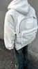 Sudadera con Capucha Estilo Nuevo Estudiante para Hombre con Mochila en la Espalda, Top Holgado en Gris Jaspeado para Niños de Primaria