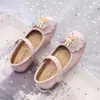 Zapatos de Cuero para Niñas Verano 2025 Nuevo Estilo Zapatos de Princesa para Niños Mayores Elegantes Zapatos de Cristales con Lazo para Niñas