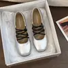 Zapatos Mary Jane de mujer con tira cruzada que aumentan la altura, zapatos planos de cuero de corte bajo de verano, zapatillas de ballet, zapatos de salón de punta cuadrada