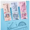 Bonito dos desenhos animados régua estudante multifuncional transparente 20 centímetros papelaria triângulo régua transferidor quatro- peça conjunto atacado