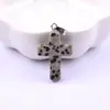 Collar con colgante de cruz simple europeo y americano de 18*25 mm, tallado en cristal de ágata natural, multicolor, regalo