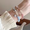 Pulsera Elástica Retro de Cristal Artificial de Fresa, Circonita, Flor Geométrica con Cuentas, Moda Nicho Elegante de Alta Gama, Joyería de Mano para Mujer