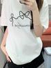 Suéter Preto e Branco Camiseta de Algodão Puro Manga Curta Marca Tendência Feminina Camiseta Estampada Manga Meia Manga Estilo Blurred and Clove Top Pintado à Mão Roupas