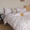 Conjunto de Quatro Peças Hajiemi de Algodão Puro Desenho Animado Ins, Conjunto de Três Peças de Roupa de Cama e Lençol de Elástico Estilo Dormitório Estudantil Menina Fofa, 100% Algodão