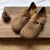 2025 Verano Nuevo Hueco Transpirable Zapatos Planos de Cuero Genuino para Mujer Casual Retro Slip-on Boca Baja Retro Zapatos de Leche