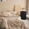 Juego de Cama de Cuatro Piezas de Algodón y Lino Transpirable Ajustado al Cuerpo Color Original Juego de Tres Piezas de Funda de Edredón y Sábanas 20% Lino + 80% Algodón Puro