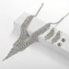 Aretes Collar Set Joyería Nupcial Exagerada Brillante Diamante Completo Pedrería Exquisita Cadena de Garra Soldadura de Cadena para Cena de Mujer Transfronteriza