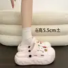 Sandalias de Confort Diario para Verano y Viajes, Suela de Queso Versátil, Pantuflas Cerradas Blancas con Oso Lindo Estilo Coreano para Mujer