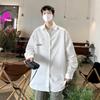 Roupas Casuais Camisa Bordada Masculina Primavera Streetwear Americano Camisa Branca de Manga Longa Adolescente Marca Tendência Vintage Top para Casal