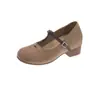 Mocasines retro de gamuza con tira en T y punta poco profunda para mujer, nuevos zapatos de ballet Mary Jane estilo hada para otoño 2026