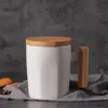 Caneca de cerâmica com cabo de madeira caneca de café caneca caneca caneca caneca de escritório conjunto de caixa de presente LOGOTIPO gravado
