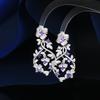 Pendientes Versátiles de Moda de Lujo Accesible con Aguja de Plata S925 para Mujer, Pendientes de Flor de Circonita Micro-Incrustada, Pendientes de Forma Geométrica para Mujer al por Mayor