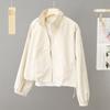 Jaqueta Curta Sanlida Primavera e Outono Nova Zíper Solta Roupa de Trabalho Trench Coat Jaqueta Casual para Tamanhos Petite