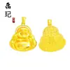 Tienda de Oro Mismo Estilo Colgante de Buda Chapado en Oro Incrustado de Diamantes con el Carácter '' y Diseño de Buda Sonriente, Nuevo Estilo Chino Collar de Buda Sonriente de Vientre Grande Sólido Venta al por Mayor