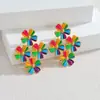 Pendientes Artísticos Retro Franceses de Acero Inoxidable con Flor de Goteo de Oro de 18 Quilates para Mujer, Pendientes Elegantes y Frescos para Otoño e Invierno