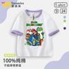 Camiseta Infantil de Manga Curta dos Desenhos Animados Mario Bros Verão Novo Estilo Algodão Manga Meia para Meninos e Meninas 7