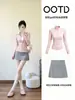 Conjunto de Roupa de Yoga com Gola Alta Personalizado para Mulheres Verão Esportes Proteção Solar Roupa Primavera Outono Slim Fit Valoriza Roupa Externa Saia Conjunto de Duas Peças